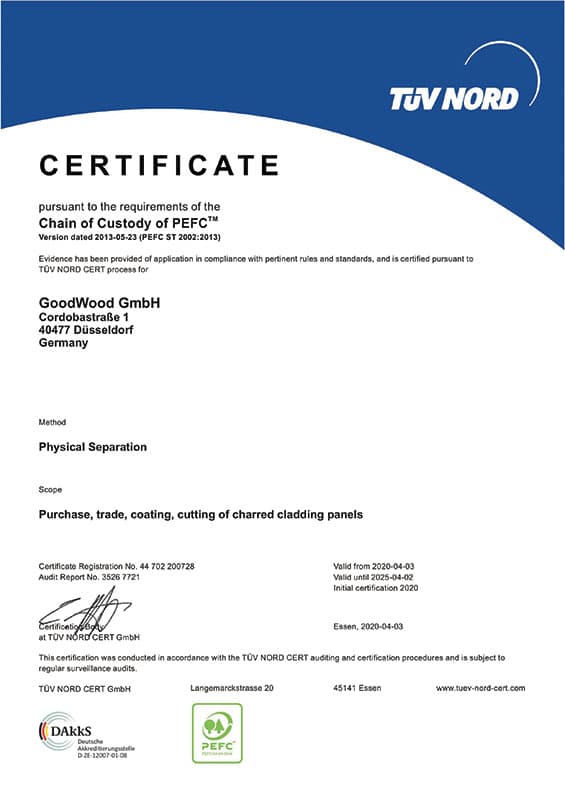 Our sustainability certificates PEFC