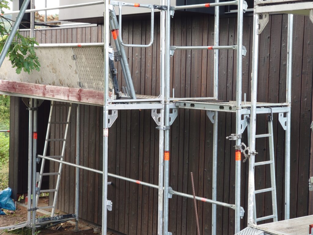 scaffolded facade